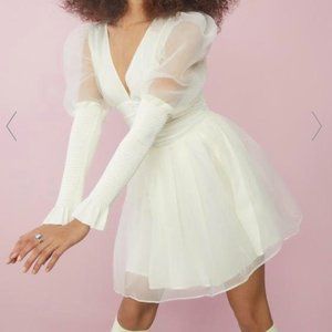 Dolls Kill Sugar Thrillz Angel Talk About Forever Organza Mini Dress